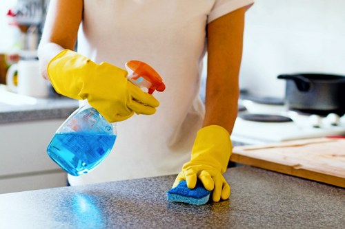 Technician treating mattress stains in a local home