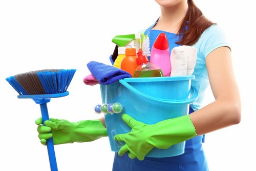 Cleaning team following safe working practices